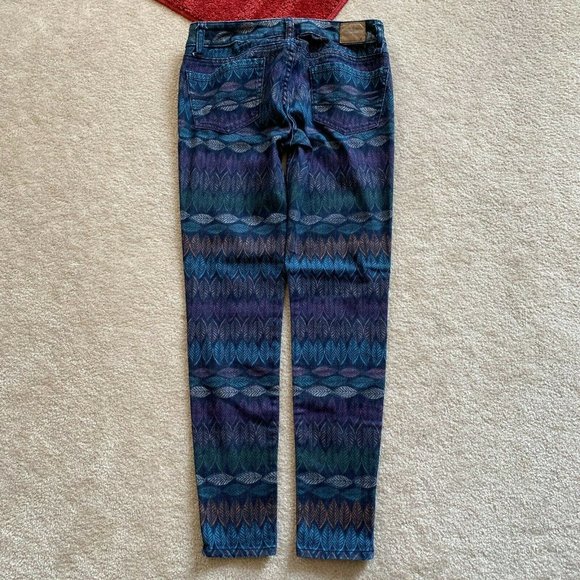 AE Stretch 0 Leaf Patterned Jegging Crop Ankle Jeans Zip Hems - Picture 6 of 10